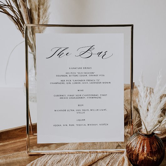 パーソナライズされたエレガントバー結婚メニューのドリンク記号 ポスター