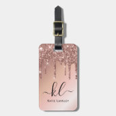 パーソナライズされたエレガントフェイクバラ金ゴールドグリッター ラゲッジタグ (正面縦)