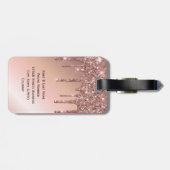 パーソナライズされたエレガントフェイクバラ金ゴールドグリッター ラゲッジタグ (裏面横)