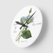 パーソナライズされたエレガントフローラブルーニンフェア木製 ラウンド壁時計 (傾斜)