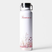 パーソナライズされたエレガントフローラミニマル可愛ガーリー ウォーターボトル (背面)