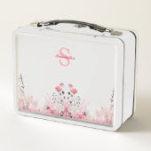 パーソナライズされたエレガントフローラミニマル可愛ガーリー メタルランチボックス (裏面)