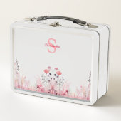 パーソナライズされたエレガントフローラミニマル可愛ガーリー メタルランチボックス (正面)