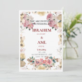 パーソナライズされたエレガントフローラ結婚式招待状 招待状 (スタンド正面)