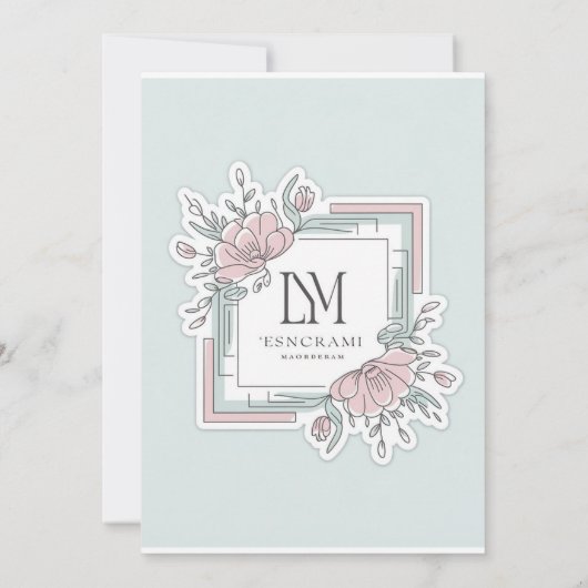 パーソナライズされたエレガントフローラ結婚式招待状 招待状 (裏面)