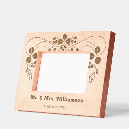 パーソナライズされたエレガントフローラ結婚記念日 レーザー彫刻フレーム (左)