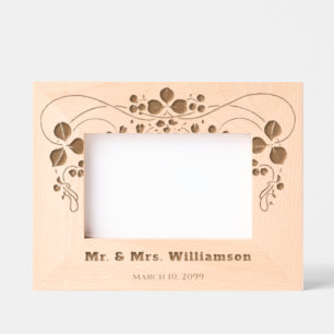 パーソナライズされたエレガントフローラ結婚記念日 レーザー彫刻フレーム