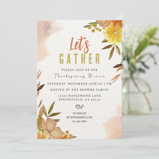 パーソナライズされたエレガントフローラ 招待状 (スタンド正面)