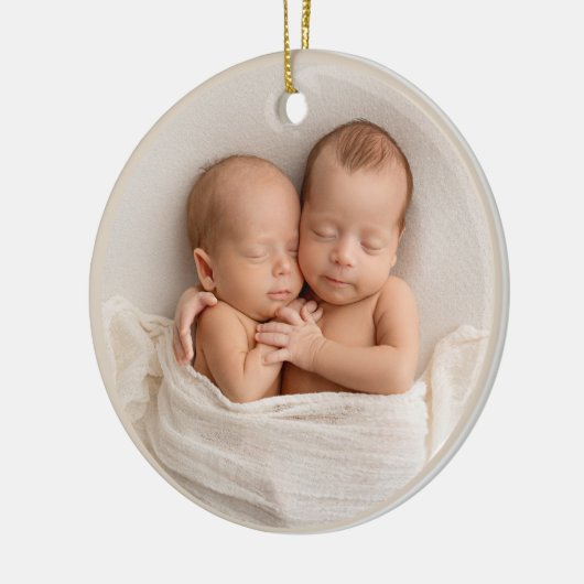 パーソナライズされたエレガントベビー初めてのクリスマス セラミックオーナメント (左)