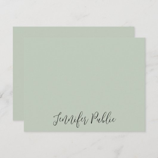 パーソナライズされたエレガントモダンスクリプト名フラット ノートカード (正面/裏面)