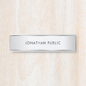 パーソナライズされたエレガントモダンテンプレートフェイク銀 サインプレート (正面)