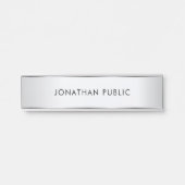 パーソナライズされたエレガントモダンテンプレートフェイク銀 サインプレート (正面)