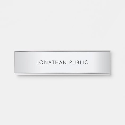 パーソナライズされたエレガントモダンテンプレートフェイク銀 サインプレート (正面)