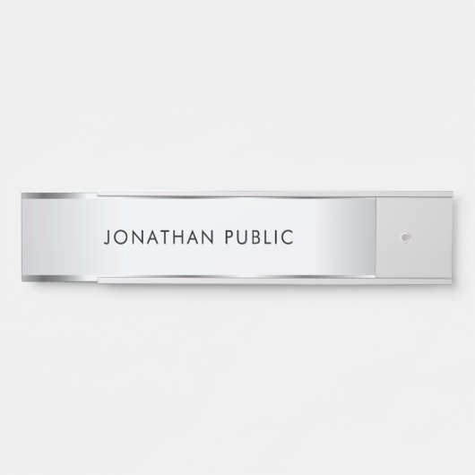 パーソナライズされたエレガントモダンテンプレートフェイク銀 サインプレート (正面)