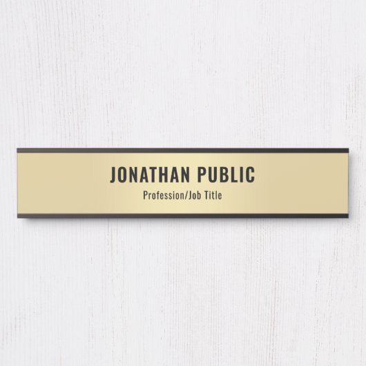 パーソナライズされたエレガントモダンフェイク金ゴールドテンプレート サインプレート (正面)