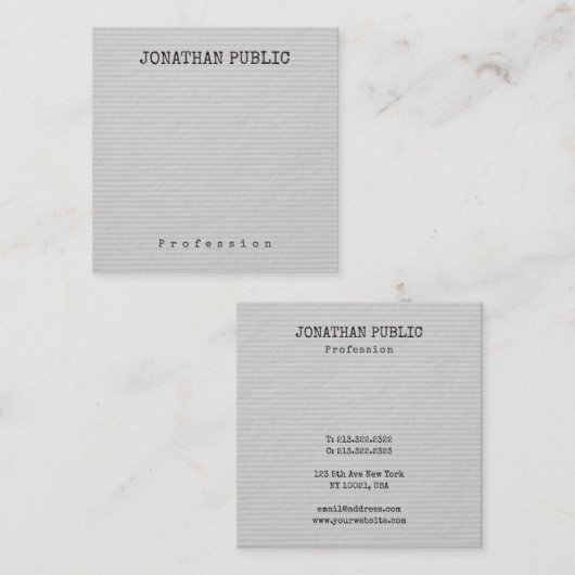 パーソナライズされたエレガントモダンミニマルテンプレート スクエア名刺 (正面/裏面)