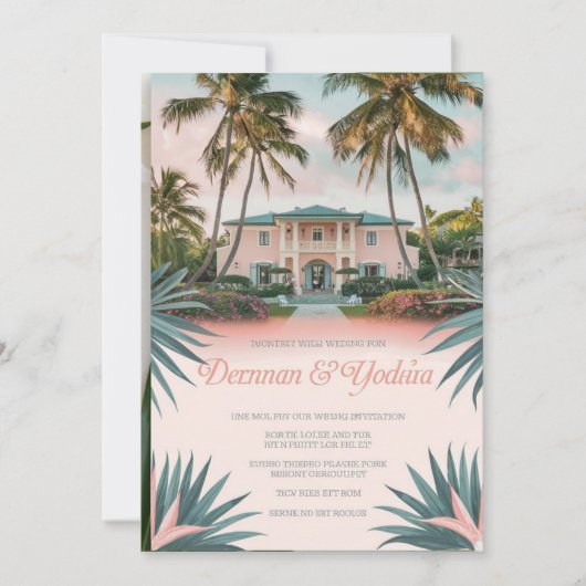 パーソナライズされたエレガントモダン素朴結婚ヴィンテージ 招待状 (正面)