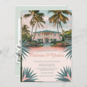 パーソナライズされたエレガントモダン素朴結婚ヴィンテージ 招待状 (正面/裏面)