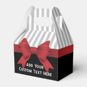 パーソナライズされたエレガントモダン赤リボンとストライプ フェイバーボックス (正面サイド)