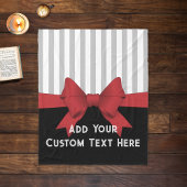 パーソナライズされたエレガントモダン赤リボンとストライプ フリースブランケット