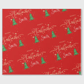 パーソナライズされたエレガントモダンScript Merry Christmas ラッピングペーパー (フラット)