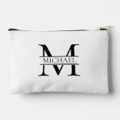パーソナライズされたエレガントモノグラムと名前の白 アクセサリーポーチ (裏面)