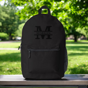 パーソナライズされたエレガントモノグラムと名前 プリントバックパック