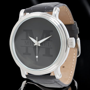 パーソナライズされたエレガントモノグラムと名前 腕時計