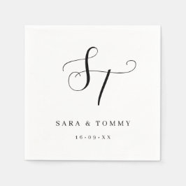 パーソナライズされたエレガントモノグラムのク結婚ル スタンダードカクテルナプキン