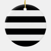 パーソナライズされたエレガントラグジュアリーブラック&ホワイトストライプ セラミックオーナメント (裏面)