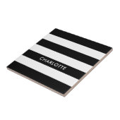 パーソナライズされたエレガントラグジュアリーブラック&ホワイトストライプ タイル (側面)