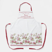 パーソナライズされたエレガントヴィンテージピンクローズ縁ど エプロン (正面)