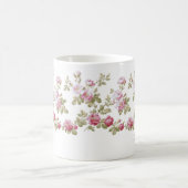 パーソナライズされたエレガントヴィンテージピンクローズ縁ど コーヒーマグカップ (中央)
