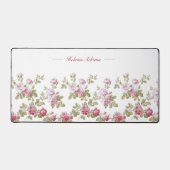 パーソナライズされたエレガントヴィンテージピンクローズ縁ど デスクマット (正面)