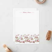 パーソナライズされたエレガントヴィンテージピンクローズ縁ど ノートカード (正面/裏面インサイチュ)