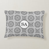 パーソナライズされたエレガントヴィンテージ白黒パターン アクセントクッション (裏面)
