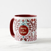 パーソナライズされたエレガントヴィンテージ赤フローラ マグカップ (正面左)