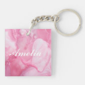 パーソナライズされたエレガント大理石筆跡 キーホルダー (裏面)