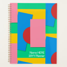 パーソナライズされたエレガント抽象芸術の形状と青 プランナー手帳