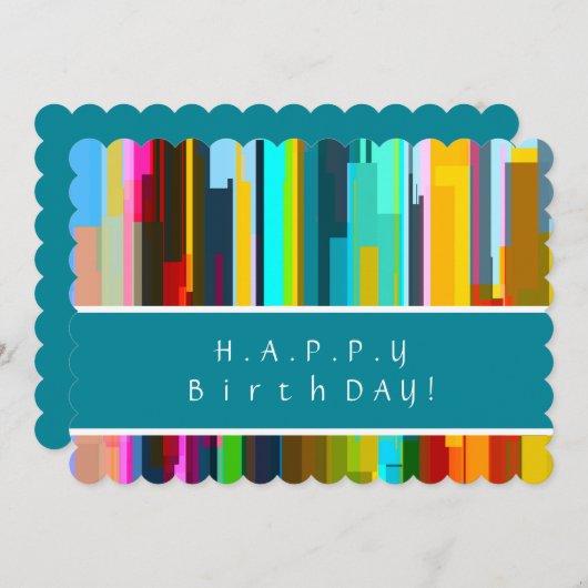 パーソナライズされたエレガント抽象芸術アート誕生日カード 招待状 (正面/裏面)