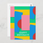 パーソナライズされたエレガント抽象芸術カラー誕生日 ポストカード (正面/裏面)