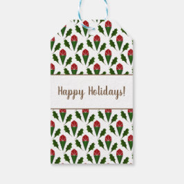 パーソナライズされたエレガント抽象芸術レッドローゼス&ホリー ギフトタグ