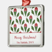 パーソナライズされたエレガント抽象芸術レッドローゼス&ホリー メタルオーナメント (左)