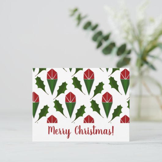 パーソナライズされたエレガント抽象芸術レッドローゼズ ポストカード (スタンド正面)