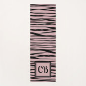 パーソナライズされたエレガント抽象芸術線ブラックピンクグレー ヨガマット (正面)