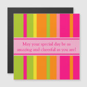 パーソナライズされたエレガント明るいハッピーバースデー マグネット招待状 (正面/裏面)