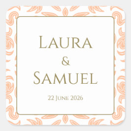 パーソナライズされたエレガント桃 スクエアシール