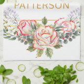 パーソナライズされたエレガント水カラーフローラガーリーシック キッチンタオル (折り畳み)