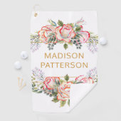 パーソナライズされたエレガント水カラーフローラガーリーシック ゴルフタオル (インサイチュ)