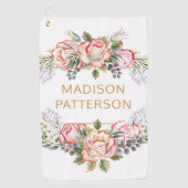 パーソナライズされたエレガント水カラーフローラガーリーシック ゴルフタオル (正面)